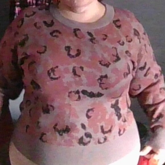 Cupcakes and Cashmere patterned black pink blend sweater longsleeve EUC sz L - Picture 1 of 1